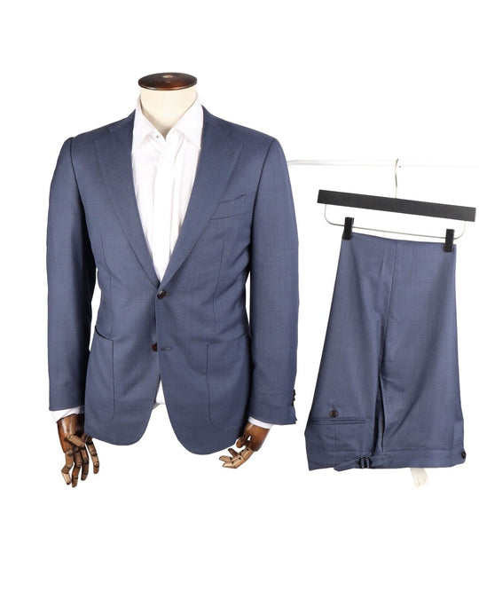 SUITSUPPLY Jort Patch Suit Blue Wool Men's Jacket + Pants Size 48 IT / 38 US