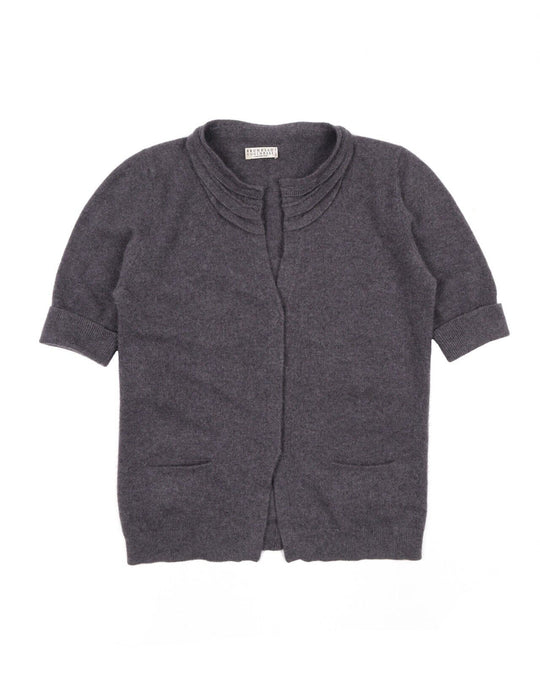 BRUNELLO CUCINELLI Cardigan Half Sleeve Cashmere Gray Women's Size L