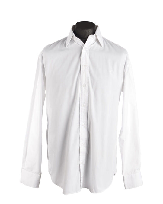 Men's YVES SAINT LAURENT White Cotton Blend LS Formal Shirt Sz 42 / 16