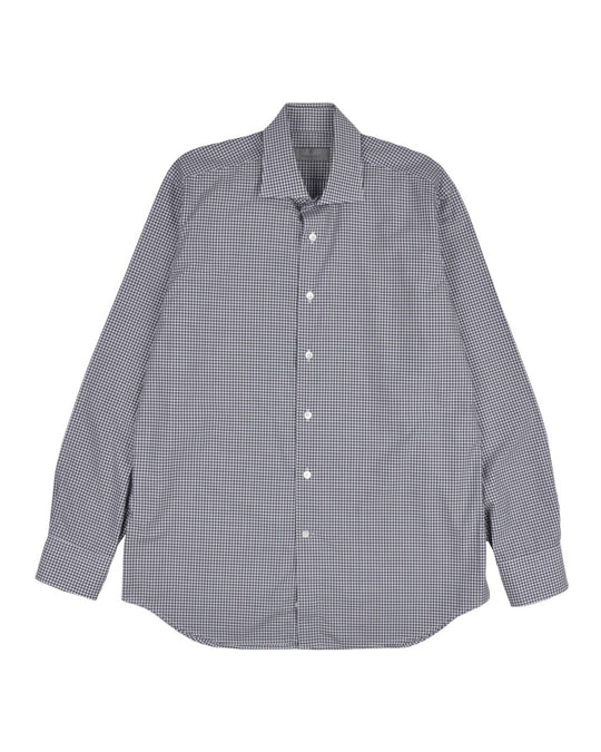 CANALI Shirt Black Check Cotton Men's Size 42 / 16.5