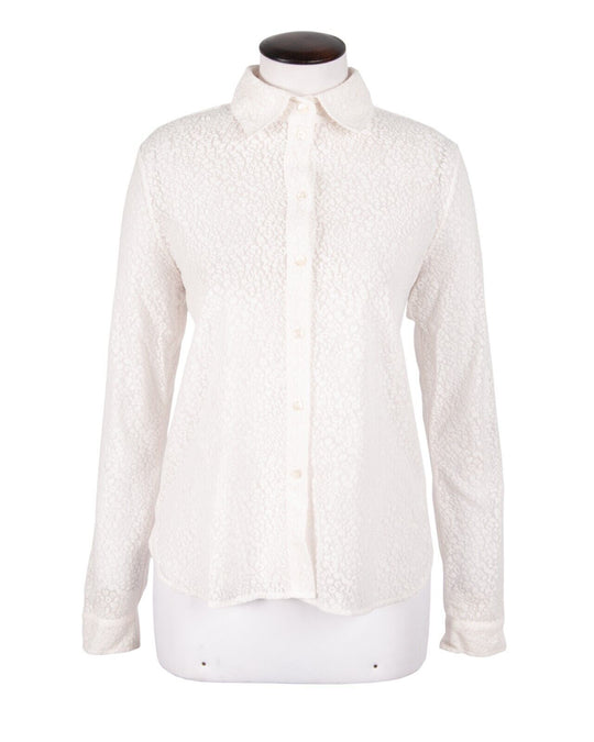 SEE by CHLOE Shirt Beige Lace Button Down Women Size 42