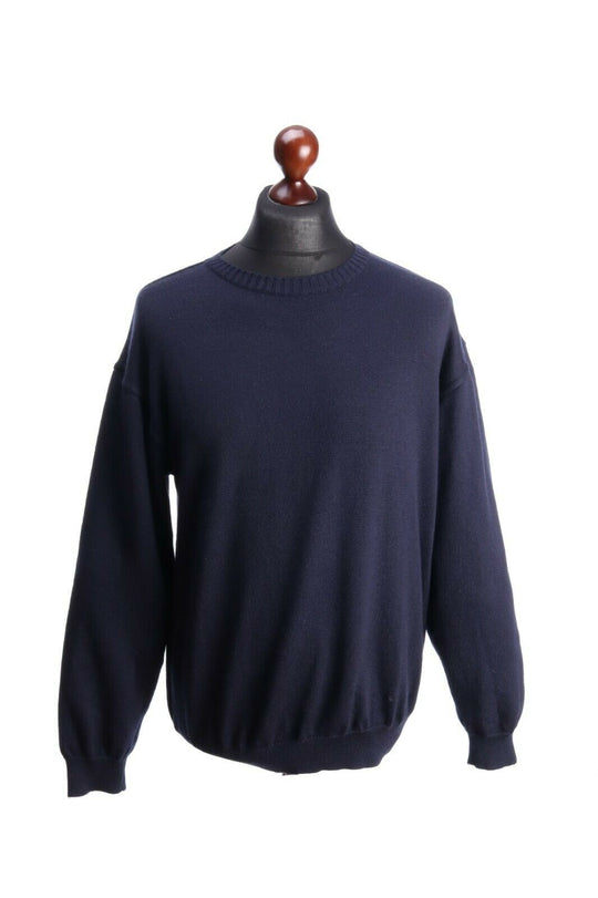 Men's PAUL & SHARK BRETAGNE Light Navy Wool Crew Neck Sweater Jumper Size L
