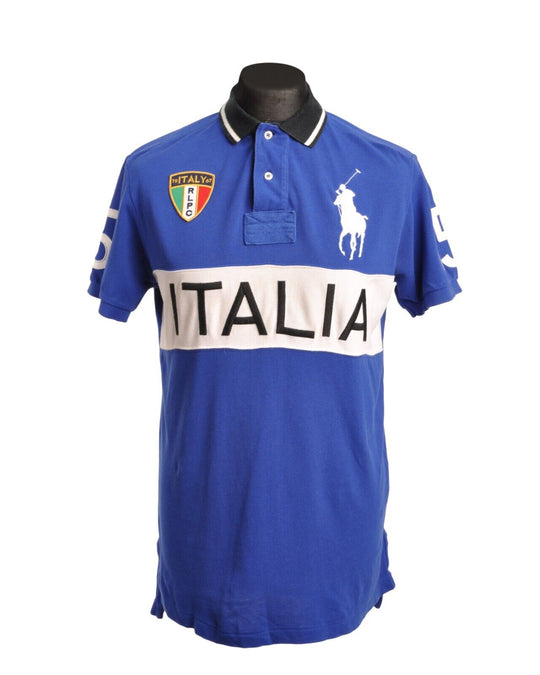 RALPH LAUREN Italia Polo Shirt Blue Cotton Custom Fit  Men's Size M