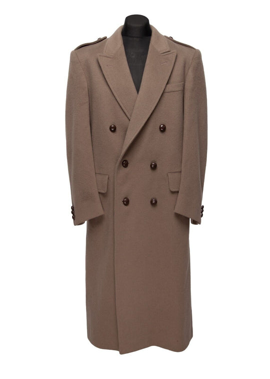 Vintage BURBERRYS Overcoat Beige Double Breasted Wool Mens Coat Size 50 Long
