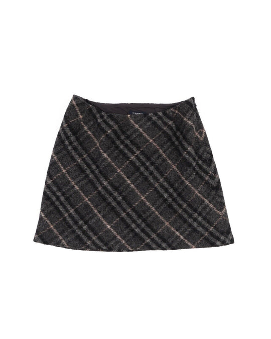BURBERRY Grey Nova Check Wool Midi Women's Skirt Size ~ S