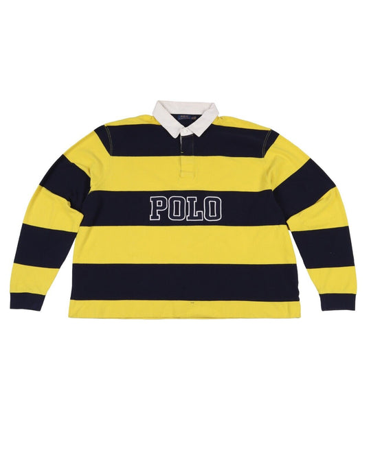 RALPH LAUREN Polo Shirt Navy Yellow Striped Collared Pullover Mens Top Size 4XB