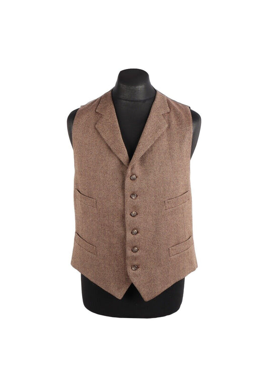 Vintage POLO RALPH LAUREN Vest Brown Tweed Hunting Men's Waistcoat Size 46