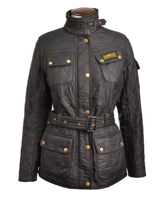 BARBOUR INTERNATIONAL Jacket Belted Quilted Black Women's Size 12 UK