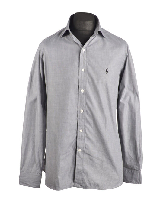 Men's POLO RALPH LAUREN Gray Check Cotton Shirt Size 16 / 40-41