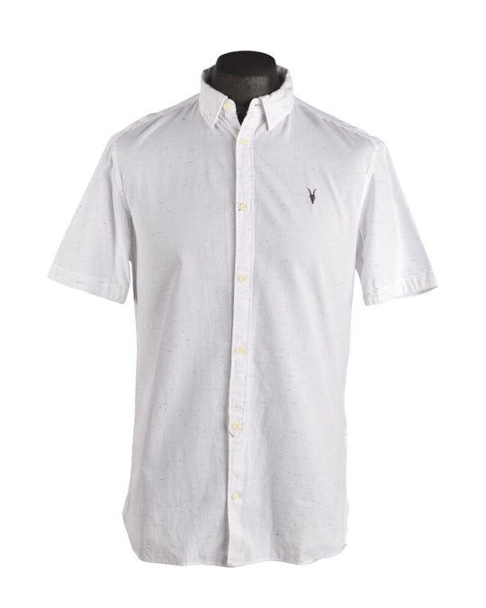 Men's ALLSAINTS White Cotton Short Sleeve Waycross SS Shirt Size M