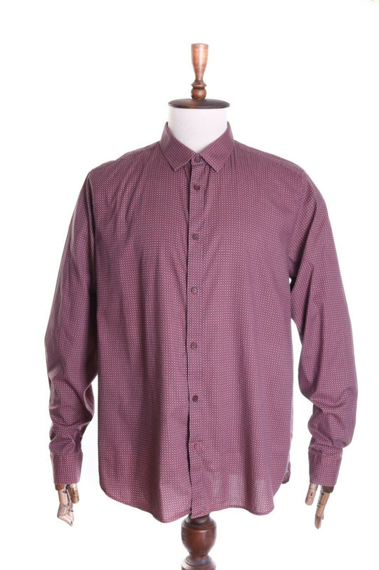 TED BAKER LONDON Red Cotton Blend Geometric LS Shirt Size 6