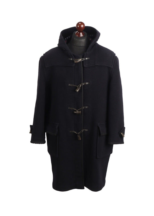 Vintage BURBERRY'S Duffle Coat Navy Blue Wool Men's Overcoat Size ~ XL