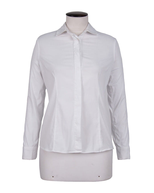BRUNELLO CUCINELLI Shirt White Cotton Women's Blouse Top Size S