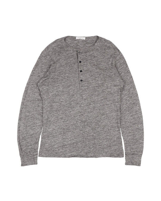 SANDRO Paris Knit Sweater Gray Linen Men's Long Sleeve Jumper Size M