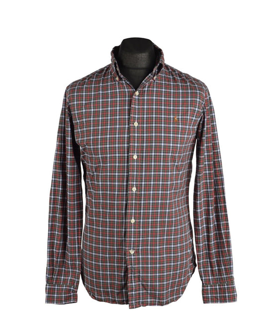 Men's POLO RALPH LAUREN Red Green Check Cotton Shirt Size 15 / 38