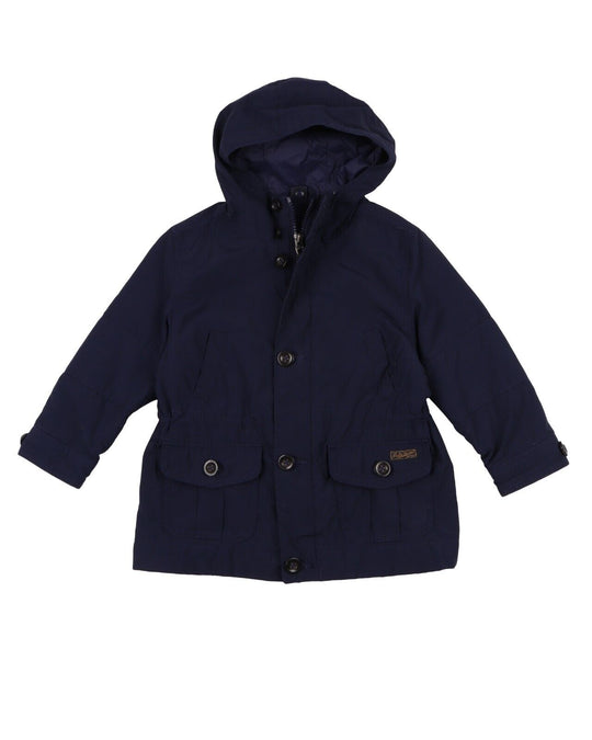 POLO RALPH LAUREN Jacket Navy Blue Hooded Button Front Kids Coat Size 2/2T