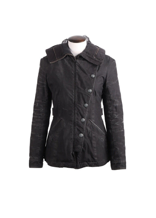 C.P. COMPANY Donna Jacket Black Silk Cotton Women's Parka Size 42 IT