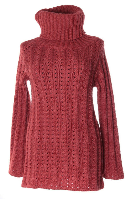 Women's ISABEL MARANT Red Wool / Acrylic Chunky Knitted Roll Neck Sweater Size 2