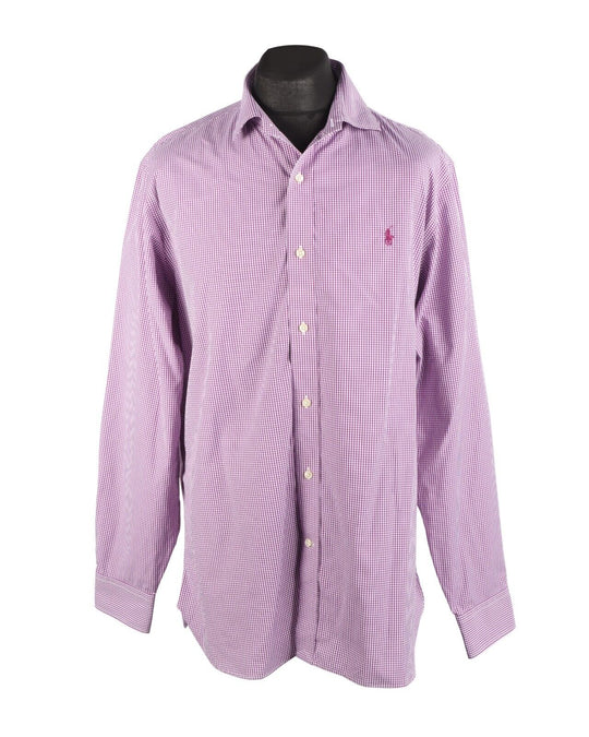 POLO by RALPH LAUREN Shirt Pink Check Custom Fit  Men's Cotton Size 17