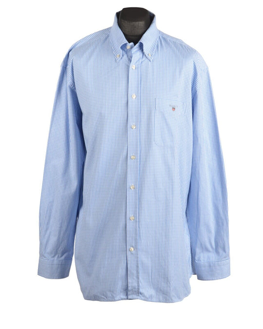 GANT Blue Check Men's Oxford Gingham Cotton Shirt Size XL