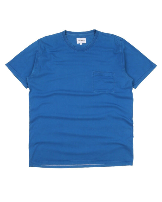 Men's NORSE PROJECTS Niels Blue Cotton Short Sleeve Stripe T Shirt Size XL