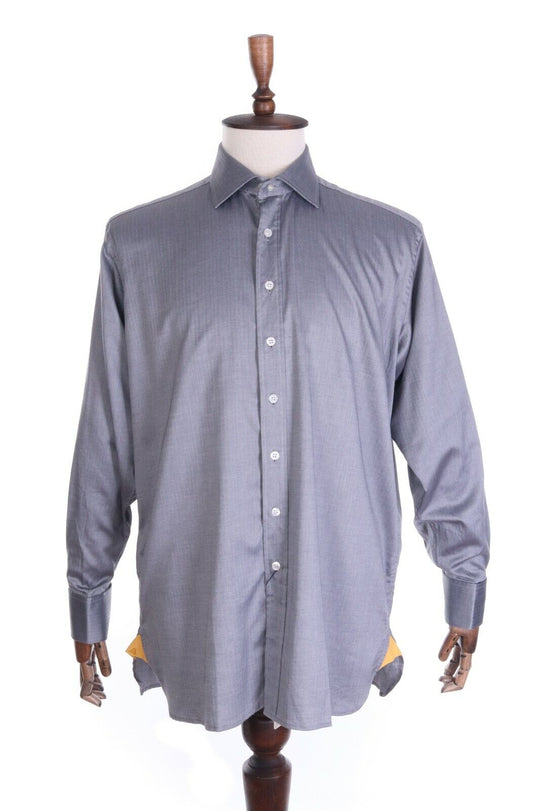 Men's AQUASCUTUM LONDON Charcoal 100% Cotton LS Dress Shirt Size 42 , 16 1/2 Reg