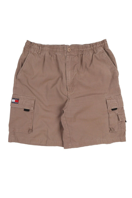 Men's Vintage TOMMY HILFIGER Khaki Green Cotton Pocket Cargo Shorts Size L