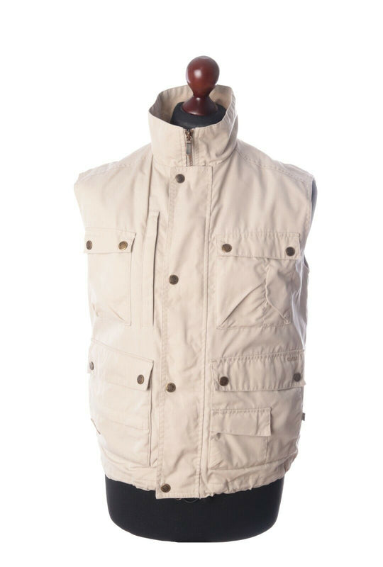 Men's FJALLRAVEN Beige Cotton Blend Multipocket Outdoor Vest Size s