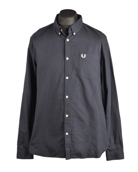 FRED PERRY Navy Blue Men's Oxford Cotton Shirt Size XL