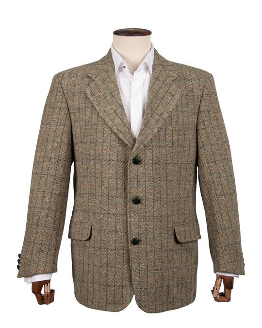 HARRIS TWEED Westbury Jacket Green Wool Men's Blazer Plaid Herringbone Size 52C