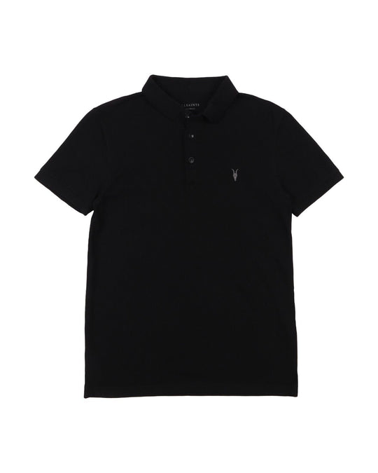 ALL SAINTS Polo Shirt Black Cotton Mens Size XS