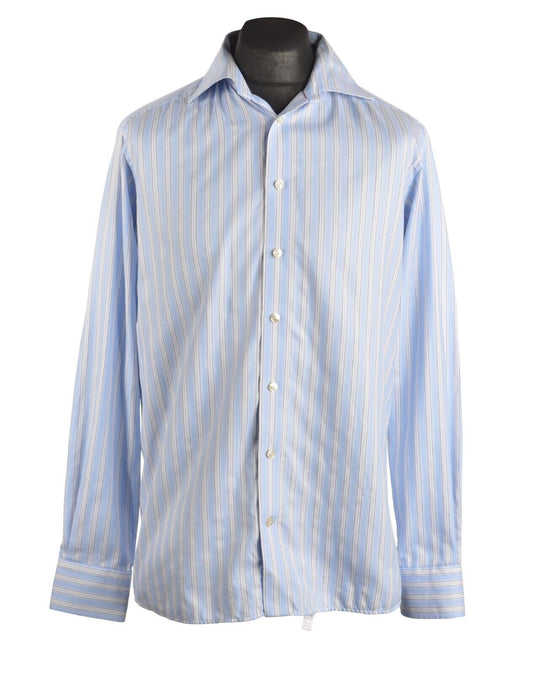 Men's ETON  Blue Striped Cotton Ganghester Shirt Size 41 / 16