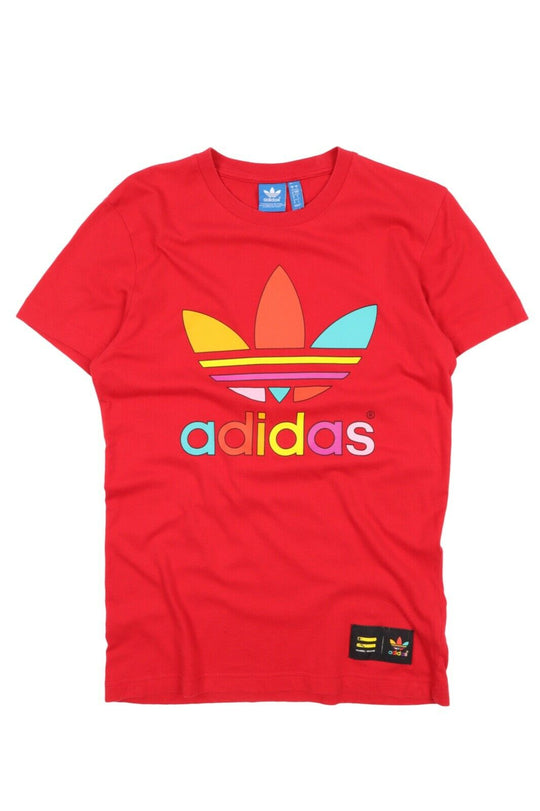 Men's ADIDAS x PHARRELL WILLIAMS Human Race Red Cotton Big Logo T Shirt Size s