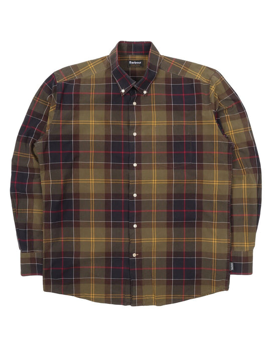 Men's BARBOUR Green Classic Tartan Check Cotton Shirt Size L