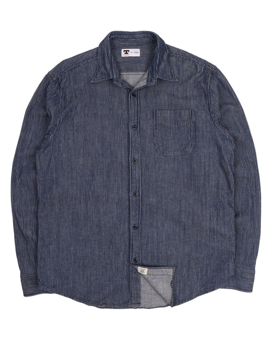 Men's TELLASON USA Blue White Oak Denim Pocket Shirt Size XL