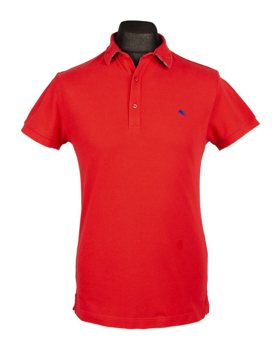ETRO Polo Shirt Red Men's Short Sleeve Paisley Collar Size S