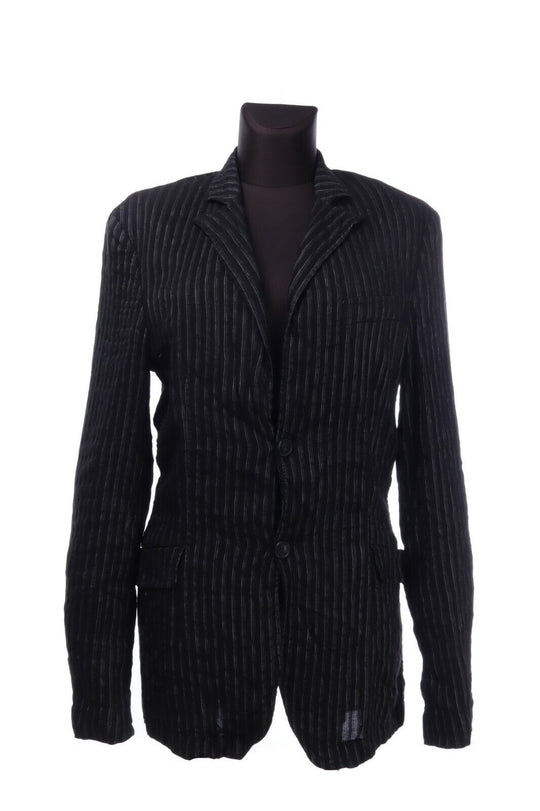 Women's COSTUME NATIONAL C'N'c Black Viscosa Lino Stripe Blazer Jacket Size 34