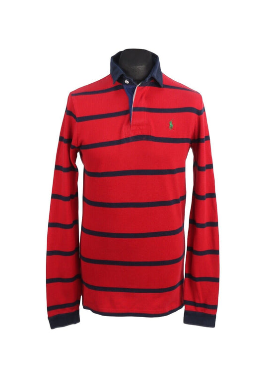 RALPH LAUREN Polo Collared Neck Red Striped Cotton Men's Jumper Size M
