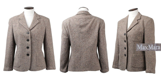 Women's MAX MARA Multicolored Tweed Wool Silk Jacket Blazer Size It 46 UK 14