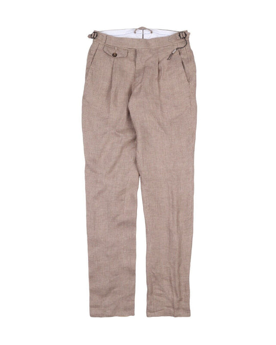 SUITSUPPLY Pants Beige Pure Linen Pleated Mens Trousers Size 42 IT / 28