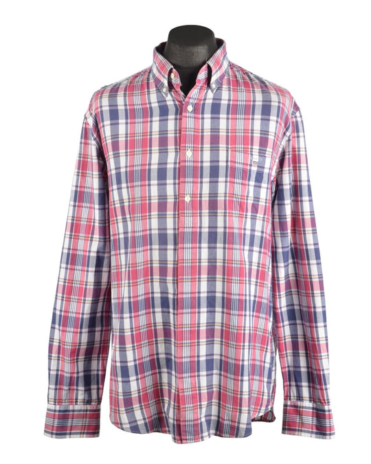 Men's GANT Blue / Red Check Cotton Skipper Madras Shirt Size XL