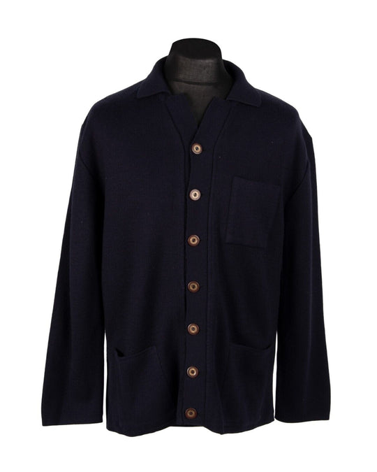 LACOSTE Cardigan Button Down Navy Blue Cotton Acrylic Men's Jumper Size 52