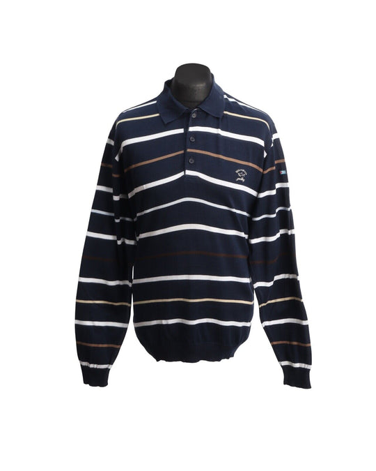 PAUL & SHARK Habana Jumper Navy Blue Cotton Polo Neck Sweater Men's Size 2XL