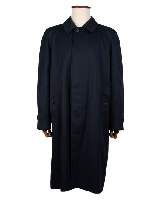Vintage BURBERRYS Overcoat Navy Blue Cotton Mens Trench Coat Size 54