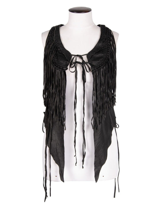 ALLSAINTS Waistcoat Black Leather Lace Tie Western Womens Vest Size 6 UK / 4 US