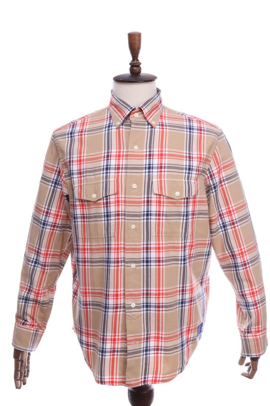 Men's GANT HUGGER Multicolored Check Cotton Flannel Shirt Size L / 16,5