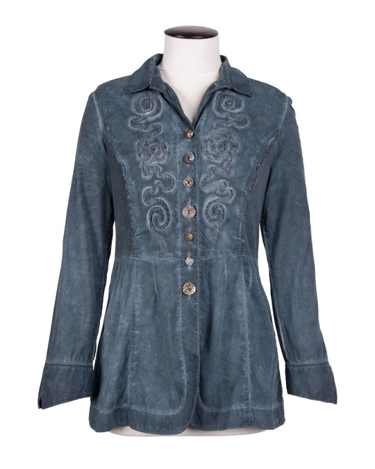 BOTTEGA by Elisa Cavaletti Shirt Blue Cotton Women's Top Blouse Size S