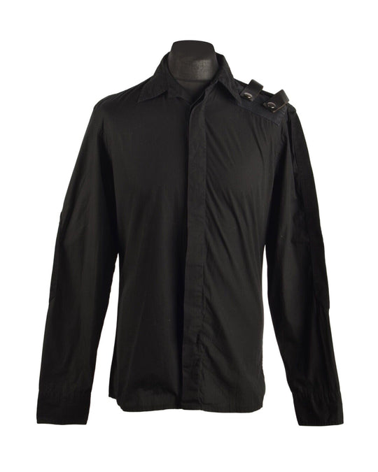 Men's Vintage DIRK BIKKEMBERGS Black Cotton Shirt Size M
