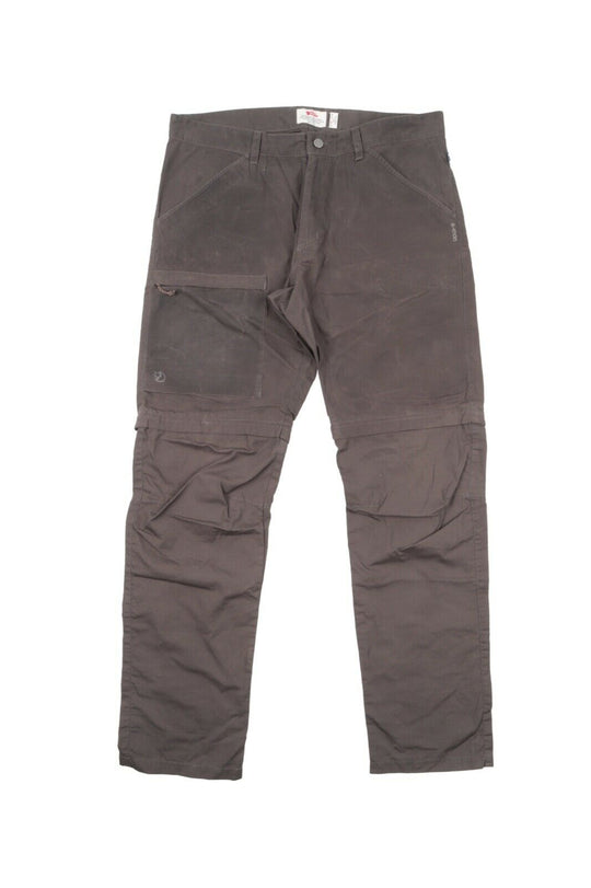 Men's FJALLRAVEN G1000 Grey Outdoor High Coast Pants Zip Shorts Size 52 / 36