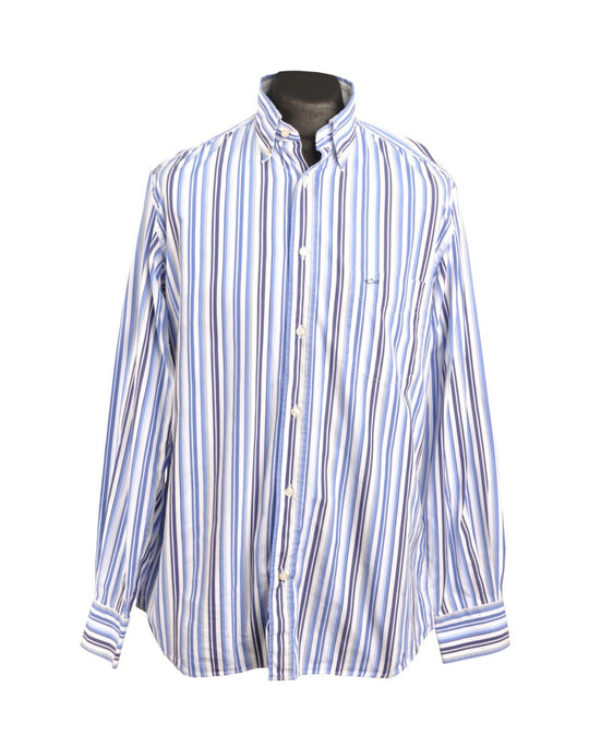 PAUL & SHARK Shirt  Multicolour Striped Long Sleeve Men's Size 41